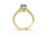 Yellow gold Fancy Blue Cushion  Cut Diamond Pave Band with Four-Prong Setting_22