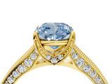 Yellow gold Fancy Blue Cushion  Cut Diamond Pave Band with Four-Prong Setting_23