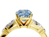 Yellow gold Fancy Blue Cushion  Cut Diamond Ring with Baguette Side Stones, Channel Set Band, and Four-Prong Setting_28