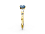 Yellow gold Fancy Blue Cushion  Cut Diamond Ring with Baguette Side Stones, Channel Set Band, and Four-Prong Setting_5