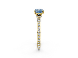Yellow gold Fancy Blue Cushion  Cut Diamond Ring with Pavé Band and Four-Prong Setting_68
