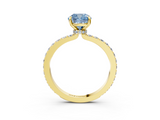 Yellow gold Fancy Blue Cushion  Cut Diamond Ring with Pavé Band and Four-Prong Setting_69