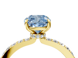 Yellow gold Fancy Blue Cushion  Cut Diamond Ring with Pavé Band and Four-Prong Setting_70