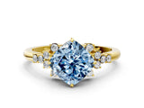 Yellow gold Fancy Blue Cushion Cut Diamond Ring with Side Stones and Four-Prong Setting_78