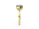Yellow gold Fancy Blue Cushion Cut Diamond Ring with Side Stones and Four-Prong Setting_80