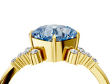 Yellow gold Fancy Blue Cushion Cut Diamond Ring with Side Stones and Four-Prong Setting_82