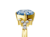 Yellow gold Fancy Blue Cushion Cut Diamond Ring with Side Stones and Four-Prong Setting_83