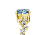 Yellow gold Fancy Blue Cushion Cut Diamond Scattered Round Accent Ring with Prong Setting_17
