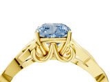 Yellow gold Fancy Blue Cushion Cut Diamond Solitaire Celtic Knot Ring with Four-Prong Setting_45