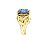 Yellow gold Fancy Blue Cushion Cut Diamond Solitaire Celtic Knot Ring with Four-Prong Setting_46