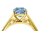 Yellow gold Fancy Blue Cushion Cut Diamond Solitaire Engagement Ring with Cathedral Setting and Four-Prong Mount_100
