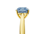 Yellow gold Fancy Blue Cushion Cut Diamond Solitaire Engagement Ring with Cathedral Setting and Four-Prong Mount_101