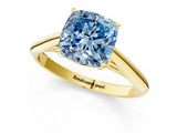 Yellow gold Fancy Blue Cushion Cut Diamond Solitaire Engagement Ring with Cathedral Setting and Four-Prong Mount_13