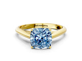 Yellow gold Fancy Blue Cushion Cut Diamond Solitaire Engagement Ring with Cathedral Setting and Four-Prong Mount_136