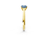 Yellow gold Fancy Blue Cushion Cut Diamond Solitaire Engagement Ring with Cathedral Setting and Four-Prong Mount_138