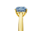 Yellow gold Fancy Blue Cushion Cut Diamond Solitaire Engagement Ring with Cathedral Setting and Four-Prong Mount_141