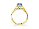 Yellow gold Fancy Blue Cushion Cut Diamond Solitaire Engagement Ring with Cathedral Setting and Four-Prong Mount_15
