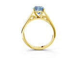 Yellow gold Fancy Blue Cushion Cut Diamond Solitaire Engagement Ring with Cathedral Setting and Four-Prong Mount_45