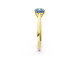 Yellow gold Fancy Blue Cushion Cut Diamond Solitaire Engagement Ring with Cathedral Setting and Four-Prong Mount_98