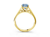 Yellow gold Fancy Blue Cushion Cut Diamond Solitaire Engagement Ring with Cathedral Setting and Four-Prong Mount_99