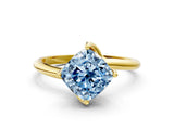 Yellow gold Fancy Blue Cushion Cut Diamond Solitaire Engagement Ring with Four-Prong Setting and Classic Band_20