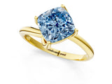 Yellow gold Fancy Blue Cushion Cut Diamond Solitaire Engagement Ring with Four-Prong Setting and Classic Band_21
