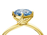 Yellow gold Fancy Blue Cushion Cut Diamond Solitaire Engagement Ring with Four-Prong Setting and Classic Band_24