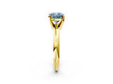Yellow gold Fancy Blue Cushion Cut Diamond Solitaire Engagement Ring with Round Band and Four-Prong Setting_139