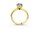 Yellow gold Fancy Blue Cushion Cut Diamond Solitaire Engagement Ring with Round Band and Four-Prong Setting_140