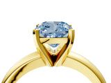 Yellow gold Fancy Blue Cushion Cut Diamond Solitaire Engagement Ring with Round Band and Four-Prong Setting_141