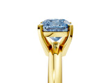 Yellow gold Fancy Blue Cushion Cut Diamond Solitaire Engagement Ring with Round Band and Four-Prong Setting_142