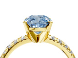 Yellow gold Fancy Blue Cushion Cut Diamond Solitaire Pavé Engagement Ring with Round Band and Prong Setting_60