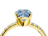 Yellow gold Fancy Blue Cushion Cut Diamond Solitaire Pavé Engagement Ring with Round Band and Prong Setting_78