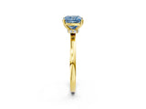 Yellow gold Fancy Blue Cushion Cut Diamond Solitaire Ring with Classic Band and Four-Prong Setting_2