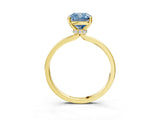 Yellow gold Fancy Blue Cushion Cut Diamond Solitaire Ring with Classic Band and Four-Prong Setting_3
