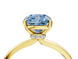 Yellow gold Fancy Blue Cushion Cut Diamond Solitaire Ring with Classic Band and Four-Prong Setting_4