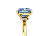 Yellow gold Fancy Blue Cushion Cut Diamond Solitaire Ring with Classic Band and Four-Prong Setting_5