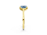 Yellow gold Fancy Blue Cushion Cut Diamond Solitaire Ring with Flower Prong Setting and Classic Band_38