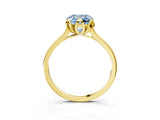 Yellow gold Fancy Blue Cushion Cut Diamond Solitaire Ring with Flower Prong Setting and Classic Band_39