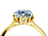 Yellow gold Fancy Blue Cushion Cut Diamond Solitaire Ring with Flower Prong Setting and Classic Band_40