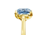 Yellow gold Fancy Blue Cushion Cut Diamond Solitaire Ring with Flower Prong Setting and Classic Band_41