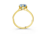 Yellow gold Fancy Blue Cushion Cut Diamond Solitaire Ring with Flower Prong Setting and Classic Band_84