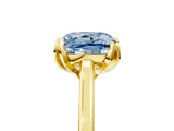 Yellow gold Fancy Blue Cushion Cut Diamond Solitaire Ring with Flower Prong Setting and Classic Band_86