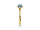 Yellow gold Fancy Blue Cushion Cut Diamond Solitaire Ring with Four-Prong Setting and Pavé Band_5