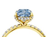 Yellow gold Fancy Blue Cushion Cut Diamond Solitaire Ring with Four-Prong Setting and Pavé Band_7