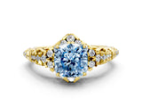 Yellow gold Fancy Blue Cushion Cut Diamond Solitaire Ring with Hidden Halo and Pavé Band_27