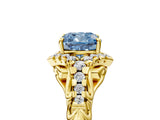 Yellow gold Fancy Blue Cushion Cut Diamond Solitaire Ring with Hidden Halo and Pavé Band_32