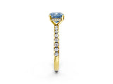 Yellow gold Fancy Blue Cushion Cut Diamond Solitaire Ring with Pavé Band and Four-Prong Setting_106