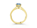 Yellow gold Fancy Blue Cushion Cut Diamond Solitaire Ring with Pavé Band and Prong Setting_15