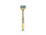 Yellow gold Fancy Blue Cushion Cut Diamond Solitaire Ring with Round  Pavé Band and Four-Prong Setting_38